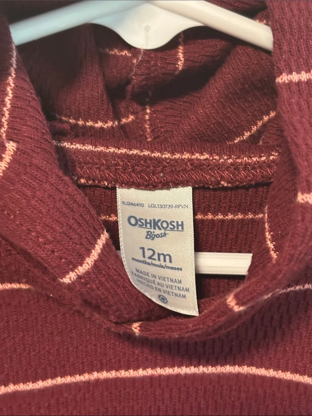 OshKosh B'gosh Burgundy Striped Hooded Pullover